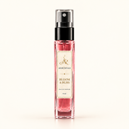 Arshè Royale Bloom & Bliss 8 ml pink-red Eau de Parfum spray bottle
