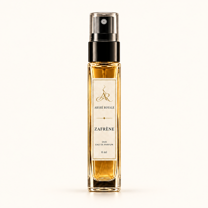 Arshè Royale Zafrène Oud 8 ml amber Eau de Parfum spray bottle
