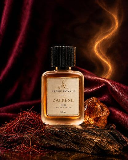 Arshè Royale Zafrène Oud 50 ml Eau de Parfum with saffron, amber crystal and red velvet
